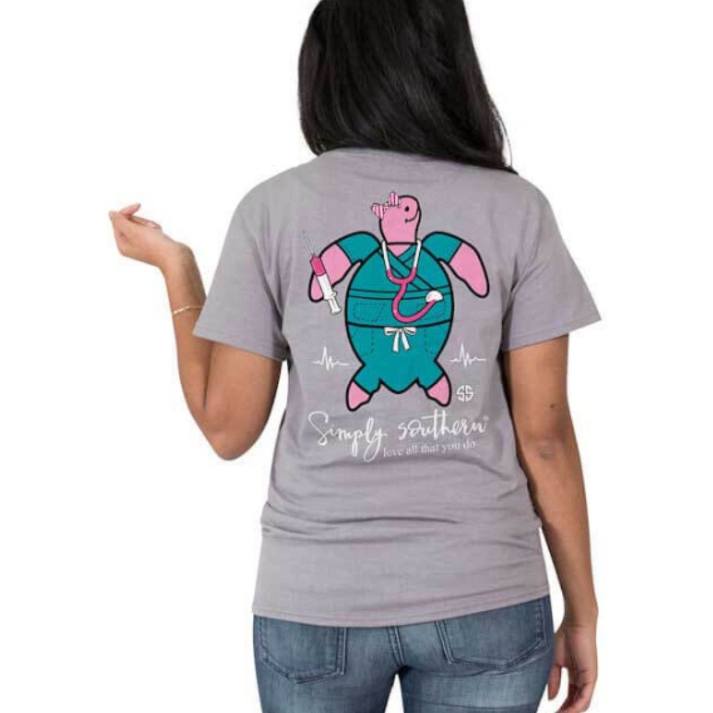 Simply Southern Living The Scrub Life Shirt Long‎ Sleeve Nurse T-Shirt Size S
